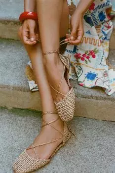 Туфли на шнуровке ZARA, золотой