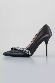 Туфли на шпильке и ленты с логотипом Love Moschino, черный