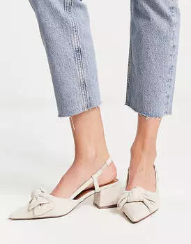 Туфли на среднем каблуке ASOS DESIGN Saidi из натуральной ткани с открытой пяткой и бантом
