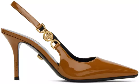 Туфли на среднем каблуке Tan Medusa 95 Versace