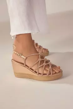 Туфли на танкетке Forever Comfort с драгоценным узлом Next, розовый