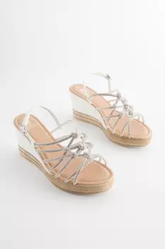 Туфли на танкетке Forever Comfort с драгоценным узлом Next, серебряный