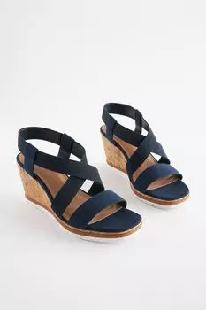 Туфли на танкетке с эластичными ремешками Forever Comfort Next, синий