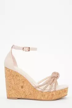 Туфли на танкетке с розовым стразом QUIZ Clothing