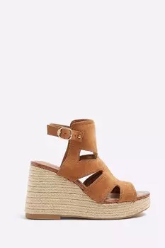 Туфли на танкетке с вырезами River Island, коричневый
