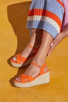 Туфли на танкетке Vision с перекрещенными ремешками и шнурком Linzi, оранжевый