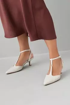 Туфли на высоком каблуке Forever Comfort с металлическими деталями с технологией Motionflex и Т-образным ремешком Next, бежевый