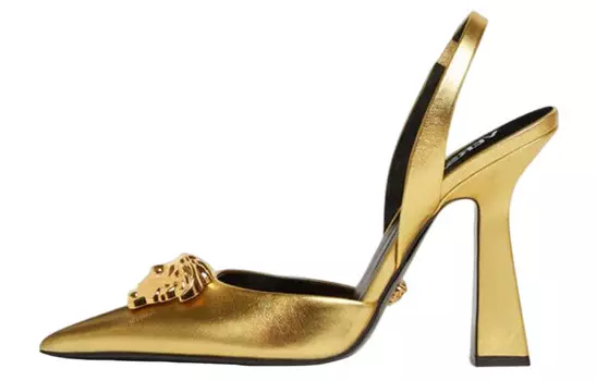 Туфли на высоком каблуке La Medusa женские золотые Versace