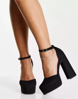 Туфли на высоком каблуке на платформе ASOS DESIGN Priority, черный