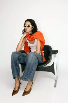 Туфли на высоком каблуке с эффектом атласа ZARA, коричневый