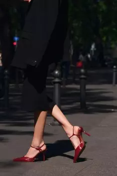 Туфли на высоком каблуке с открытой пяткой и ремешком на щиколотке ZARA, красный