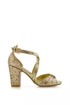 Туфли на высоком каблуке с перекрестной пряжкой и открытым носком 'Harlow' XY London, золото