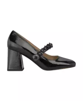 Туфли на высоком каблуке с украшенным ремешком и квадратным носком. Alma En Pena, черный