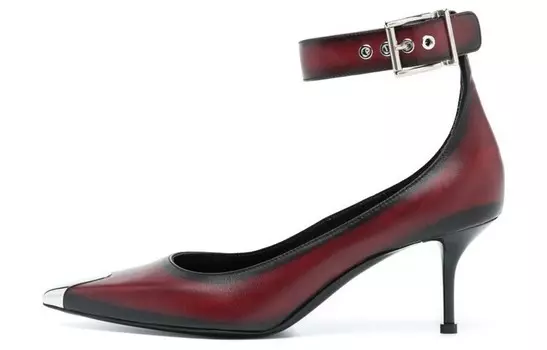 Туфли на высоком каблуке в стиле панк женские, красные/коричневые Alexander Mcqueen
