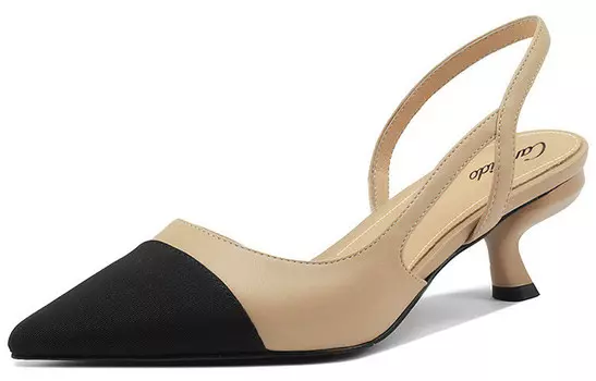 Туфли на высоком каблуке женские абрикосово-черный Cameido