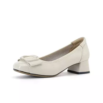 Туфли на высоком каблуке женские белый/черный Gemeiq