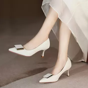 Туфли на высоком каблуке женские бежевый Dme