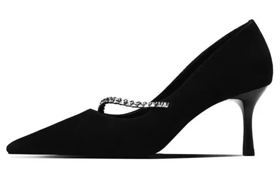 Туфли на высоком каблуке женские черные Bosssunwen