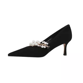 Туфли на высоком каблуке женские черные Wudashu