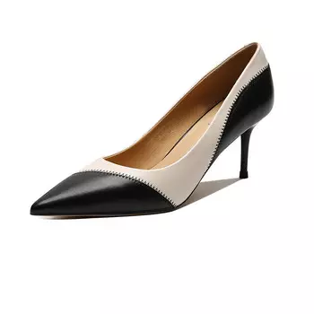 Туфли на высоком каблуке женские черный/бежевый Dme