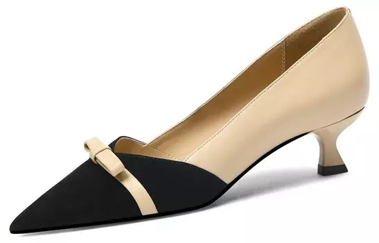 Туфли на высоком каблуке женские черный/бежевый Cameido
