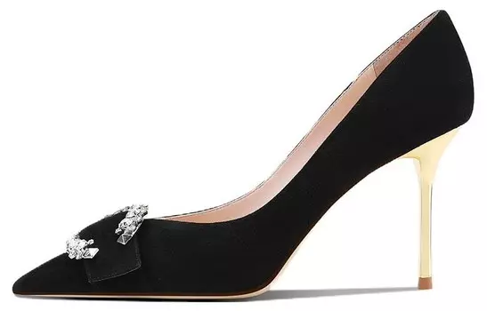 Туфли на высоком каблуке женские черный Shudaier