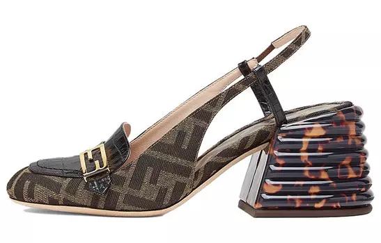 Туфли на высоком каблуке женские Fendi, коричневый