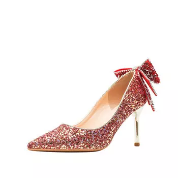 Туфли на высоком каблуке женские красный Hkcp