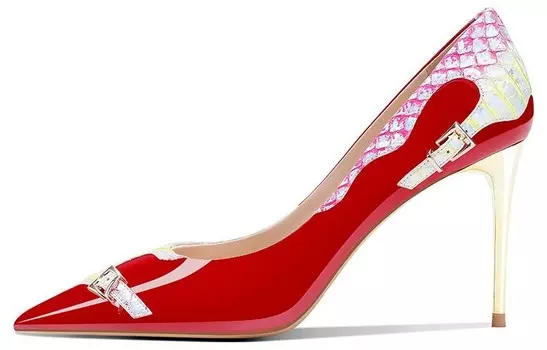 Туфли на высоком каблуке женские красный Shudaier