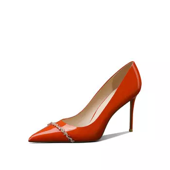 Туфли на высоком каблуке женские оранжево-красный Miss Left