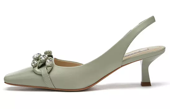 Туфли на высоком каблуке женские серо-зеленый 73Hours