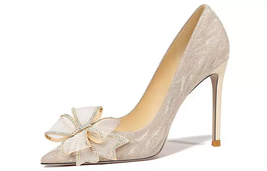 Туфли на высоком каблуке женские шампанского золотого цвета Lily Wei