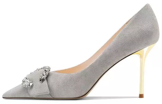 Туфли на высоком каблуке женские светло-серый Shudaier