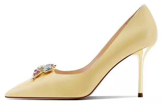 Туфли на высоком каблуке женские светло-желтый Shudaier
