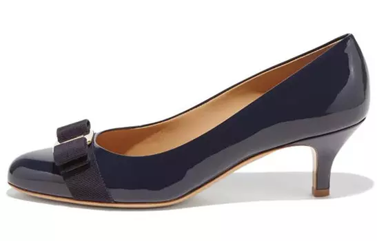 Туфли на высоком каблуке женские темно-синие Ferragamo
