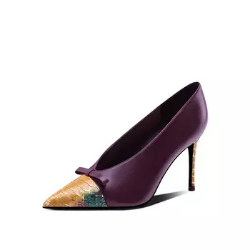 Туфли на высоком каблуке женские желтый/черный фиолетовый Miss Left