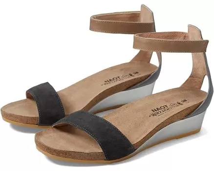 Туфли Naot Pixie, цвет Oily Black Suede/Vintage Slate Leather/Khaki Beige Leather