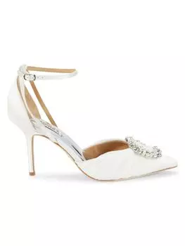 Туфли Nisha на шпильке с декором Badgley Mischka, белый