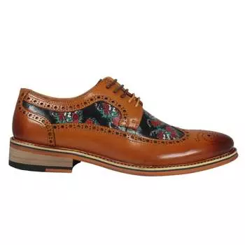 Туфли-оксфорды Ross Floral Skull Print Leather Brogue на шнуровке для торжественного вечера Justin Reess, коричневый