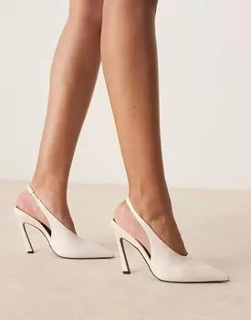 Туфли Paloma на высоком каблуке с открытой пяткой ASOS DESIGN в кремово-белом цвете