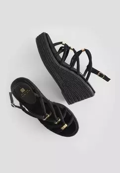 Туфли парусиновые на танкетке Forever Comfort Hardware Detail Next, черные