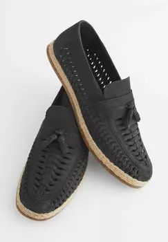 Туфли парусиновые на танкетке Loafers Regular Fit Next, черные