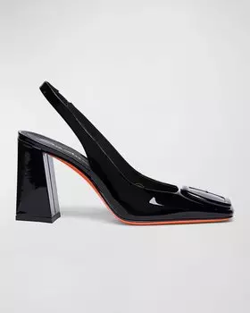 Туфли Peaches с лакированной пряжкой и пяткой на пятке Santoni, цвет Black