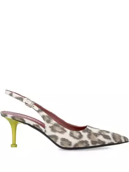 Туфли Premiata с леопардовым принтом и открытой пяткой, коричневый