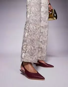 Туфли Public Desire Paphos с открытой пяткой и низким каблуком-танкеткой в бордовом цвете