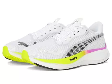 Туфли PUMA Velocity Nitro 3 Running Shoes, цвет Puma White/Pure Magenta/Yellow Alert