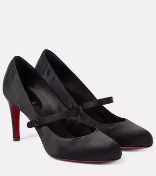 Туфли pumppie wallis 85 из креп-сатина Christian Louboutin, черный