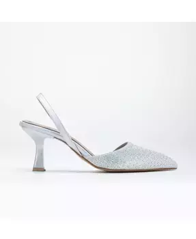 Туфли Rae на ремешке с каблуком-рюмочкой Forever & Always Shoes, серебряный