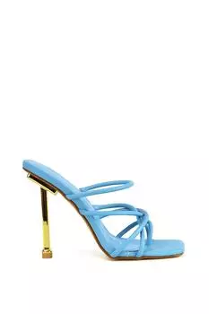 Туфли 'Raelynn' на высоком каблуке металлик с квадратным носком и ремешками на шпильке XY London, синий