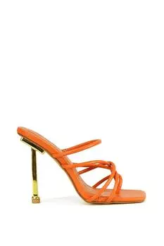 Туфли 'Raelynn' на высоком каблуке металлик с квадратным носком и ремешками на шпильке XY London, оранжевый